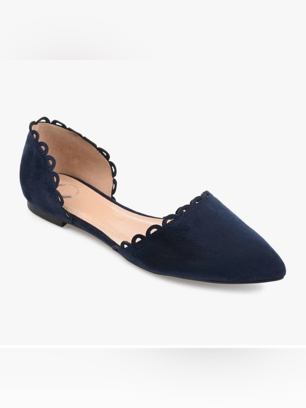 Journee Collection NWOB Scalloped Pointed Toe Flat - Navy SZ 9.5